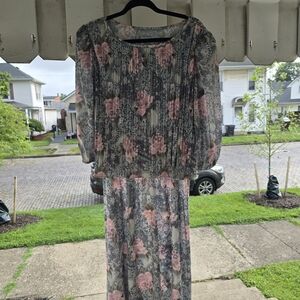Vintage Dress Savvy New York Multicolor Floral Midi Dress USA Made size 12